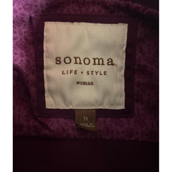 Sonoma Womens Purple Jacket Button Front Bell Sleeves Mandarin Collar Size 1X - Picture 6 of 8